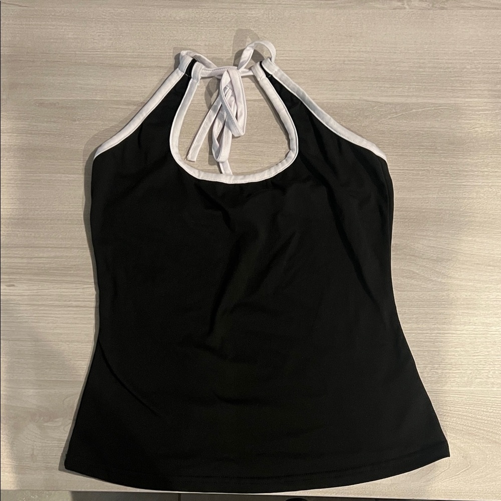 Elegant Black and White Halter Tank Top